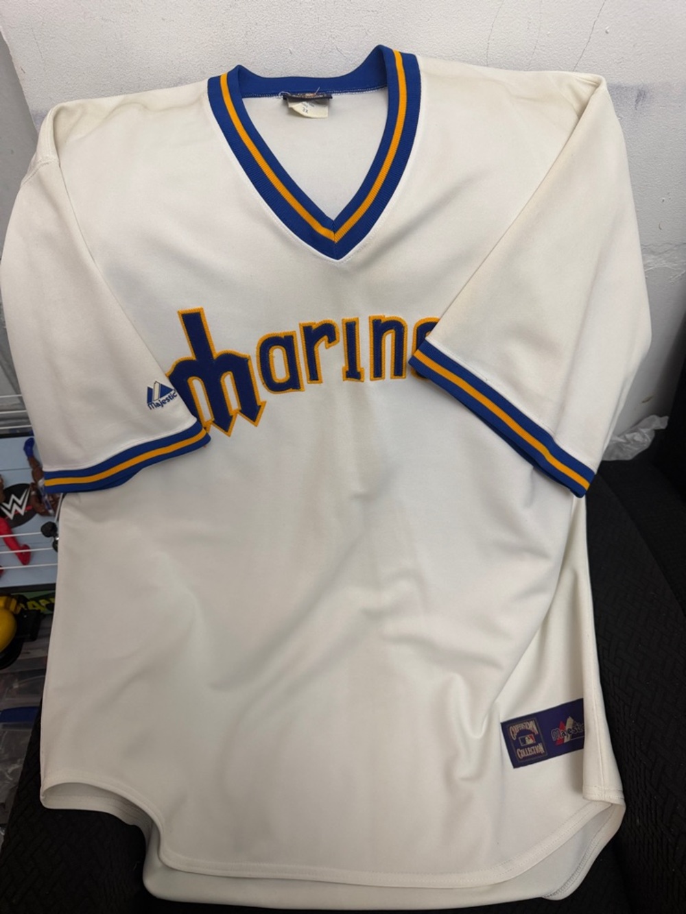 Marines White and Blue V-Neck Baseball Jerseys